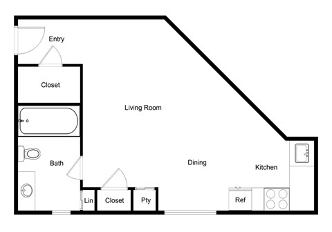 Palencia Apartments in Dallas, Texas Studio Floor Plan